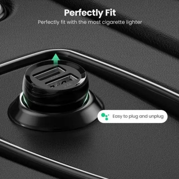 Автомобільний зарядний пристрій UGREEN ED018 Dual USB Car Charger 24W 2.4A Black